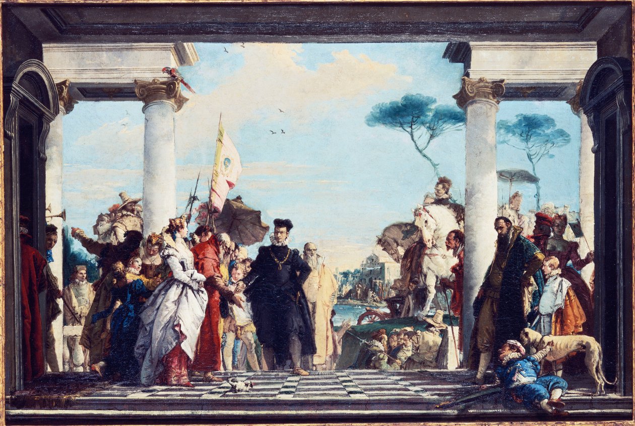 De Aankomst van Hendrik III bij de Villa Contarini, voor 1750 door Giovanni Battista Tiepolo