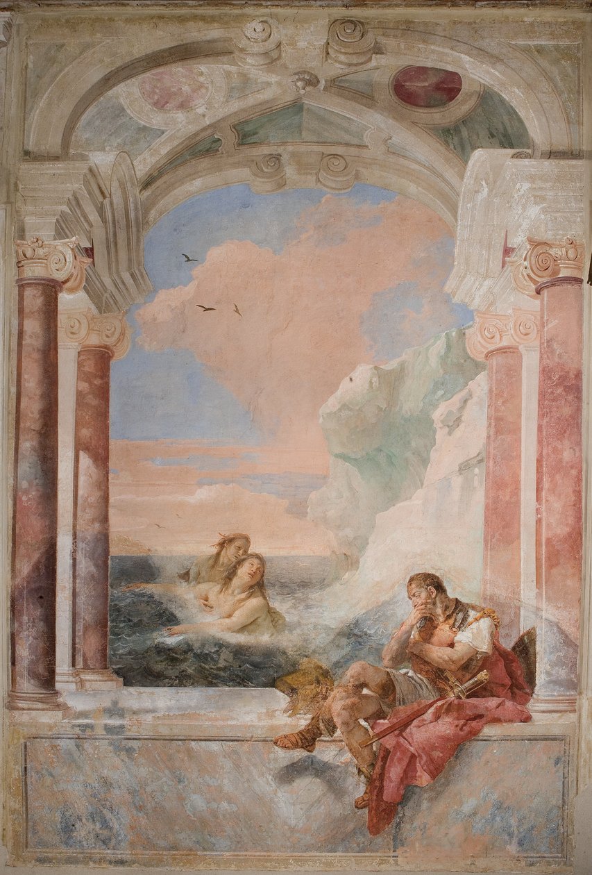 Thetis Troost haar Zoon Achilles, uit de Kamer van de Ilias in de Palazzina door Giovanni Battista Tiepolo