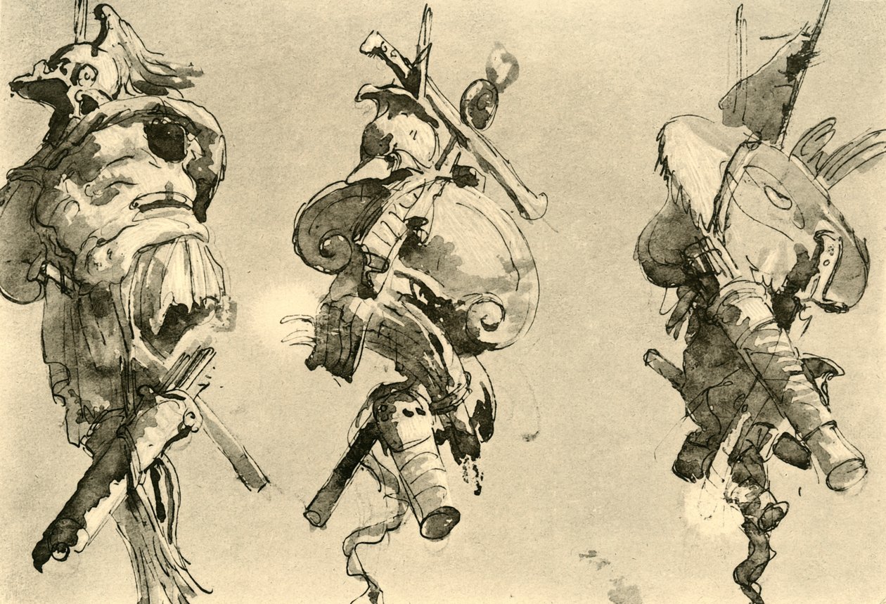 Drie trofeeën, midden 18e eeuw door Giovanni Battista Tiepolo