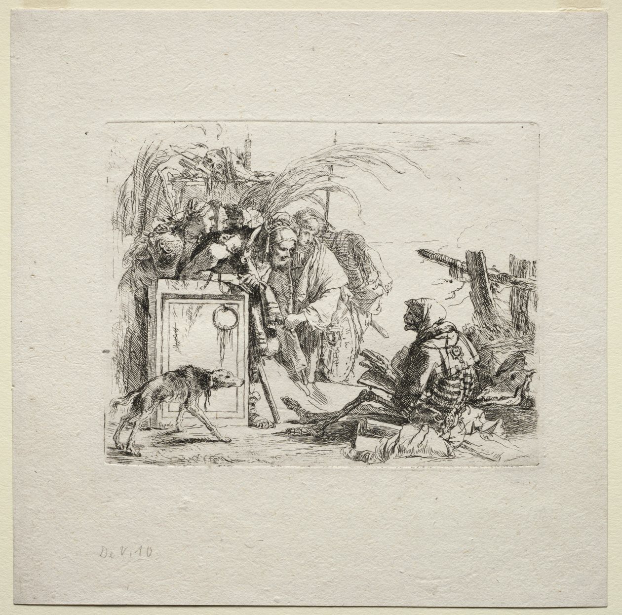 Verschillende Caprices: De dood geeft audiëntie door Giovanni Battista Tiepolo