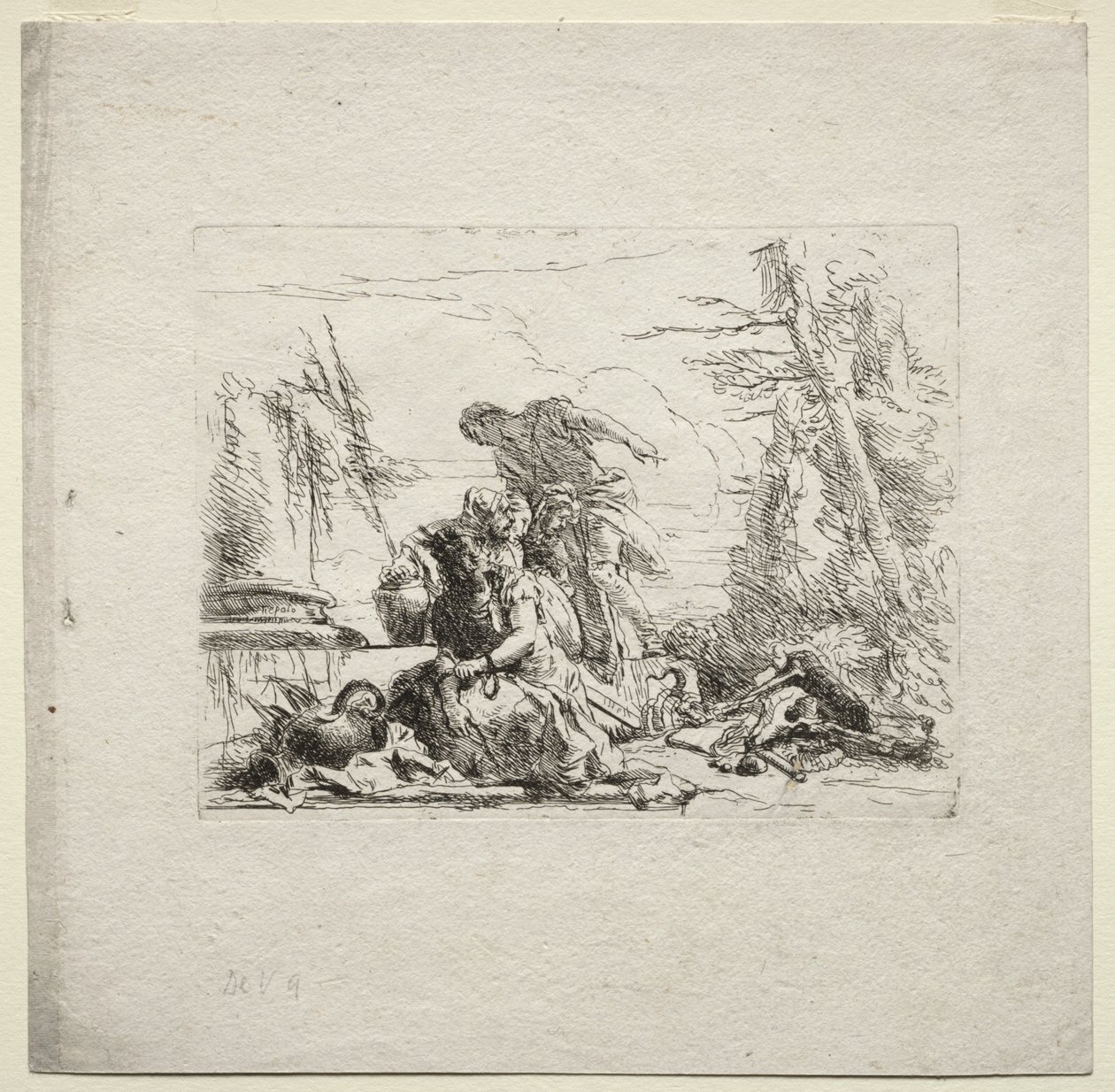 Verschillende Caprices: De vrouw in handboeien door Giovanni Battista Tiepolo