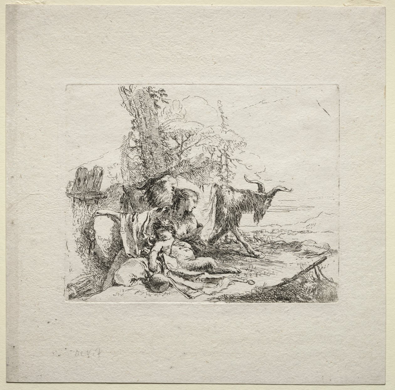 Verschillende Caprices: De vrouw met tamboerijn door Giovanni Battista Tiepolo