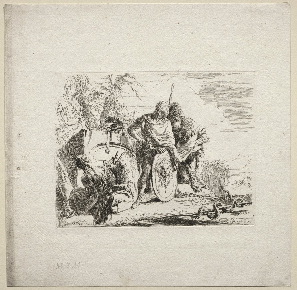 Verschillende caprices: De jonge soldaat en de astroloog, 1785 door Giovanni Battista Tiepolo