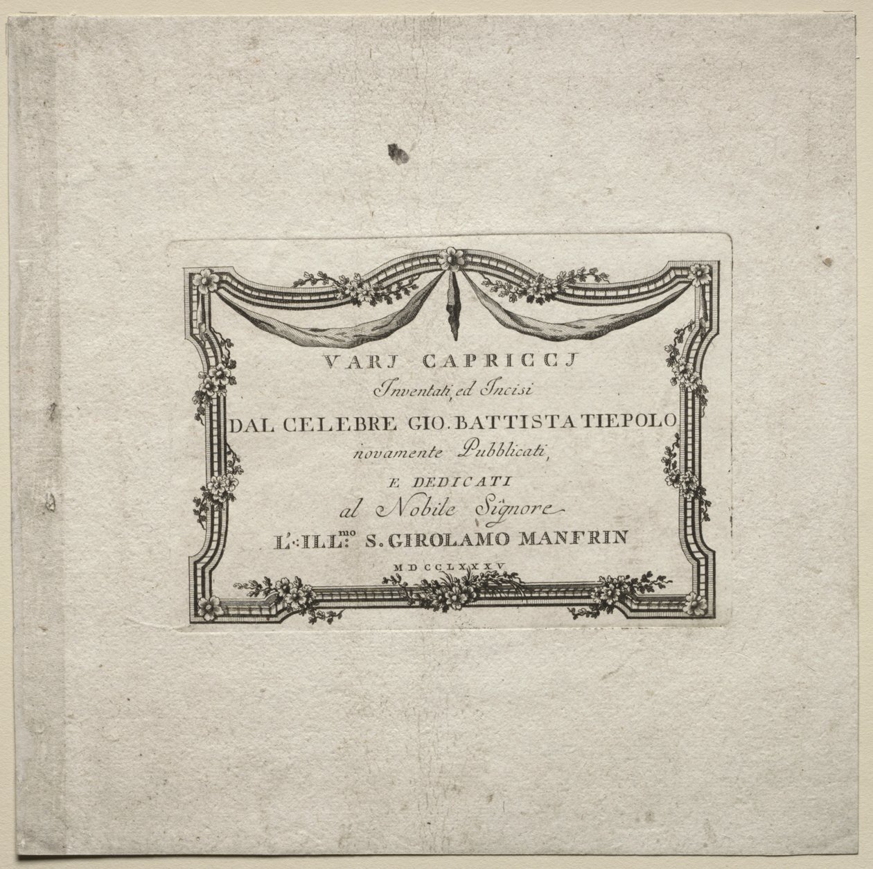 Verschillende Caprices: Titelpagina door Giovanni Battista Tiepolo