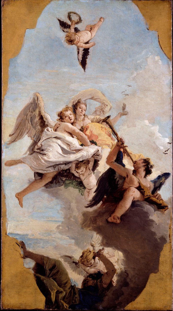Tugend und Adel vertreiben die Unwissenheit door Giovanni Battista Tiepolo