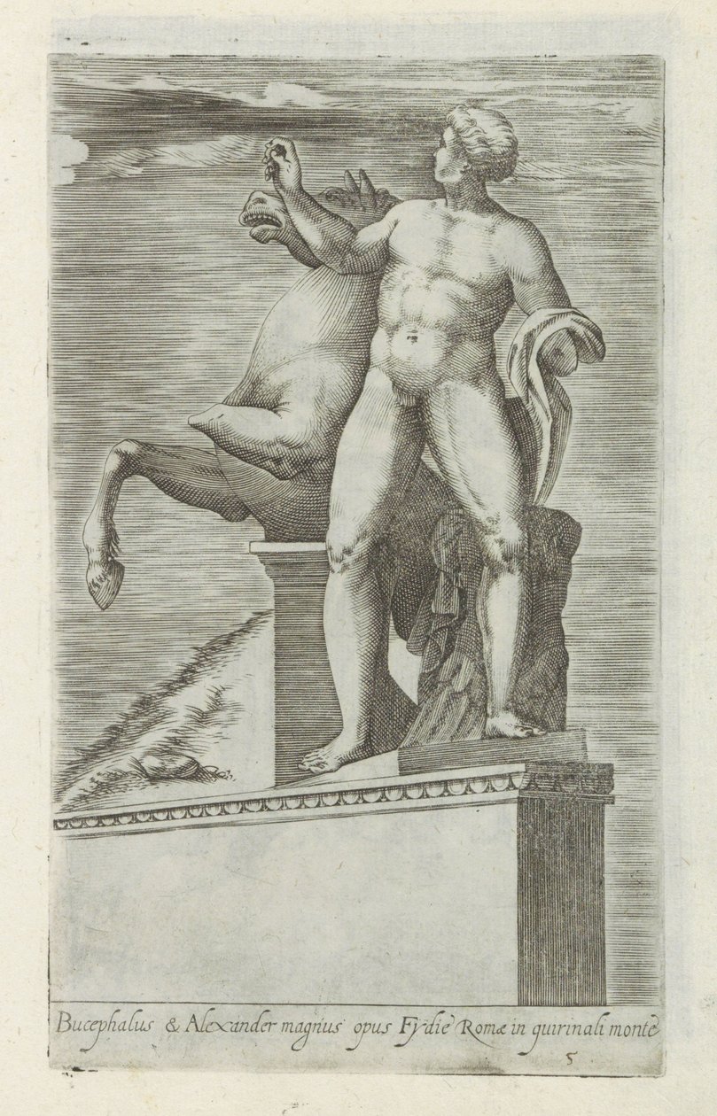 Sculptuur van een van de Dioscuren op het Quirinaal te Rome door Giovanni Battista de