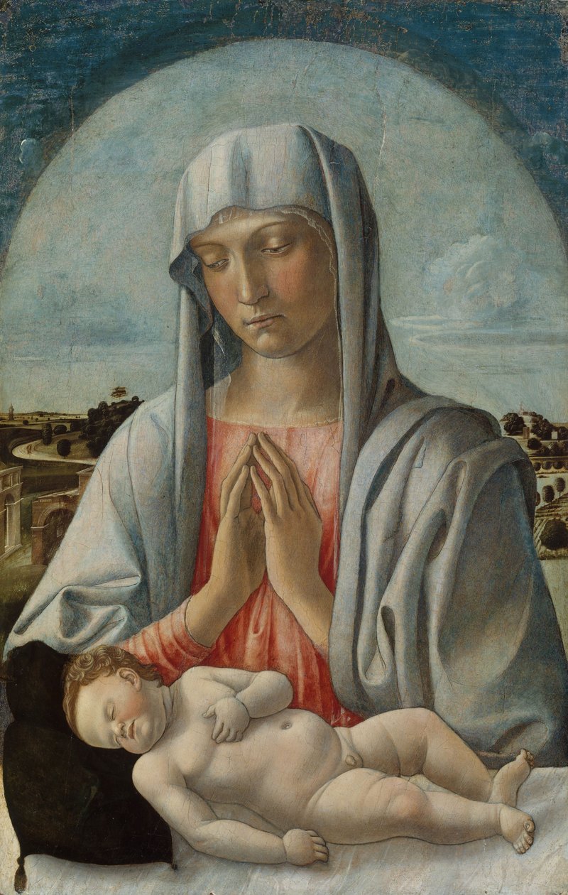 Madonna Aanbiddend het Slapende Kind door Giovanni Bellini