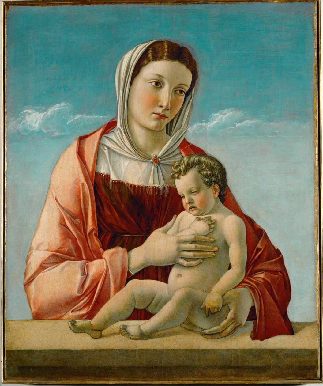 Madonna en kind (schilderij op hout) door Giovanni Bellini