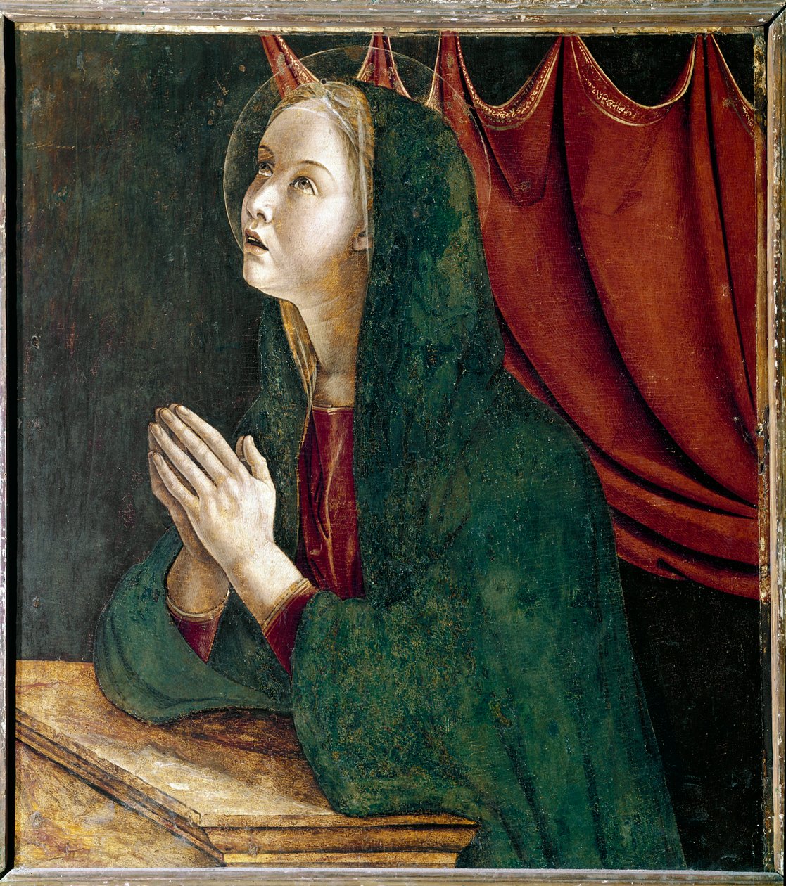 Polyptiek van Sint Vincent Ferrier: Maagd van de annunciatie door Giovanni Bellini
