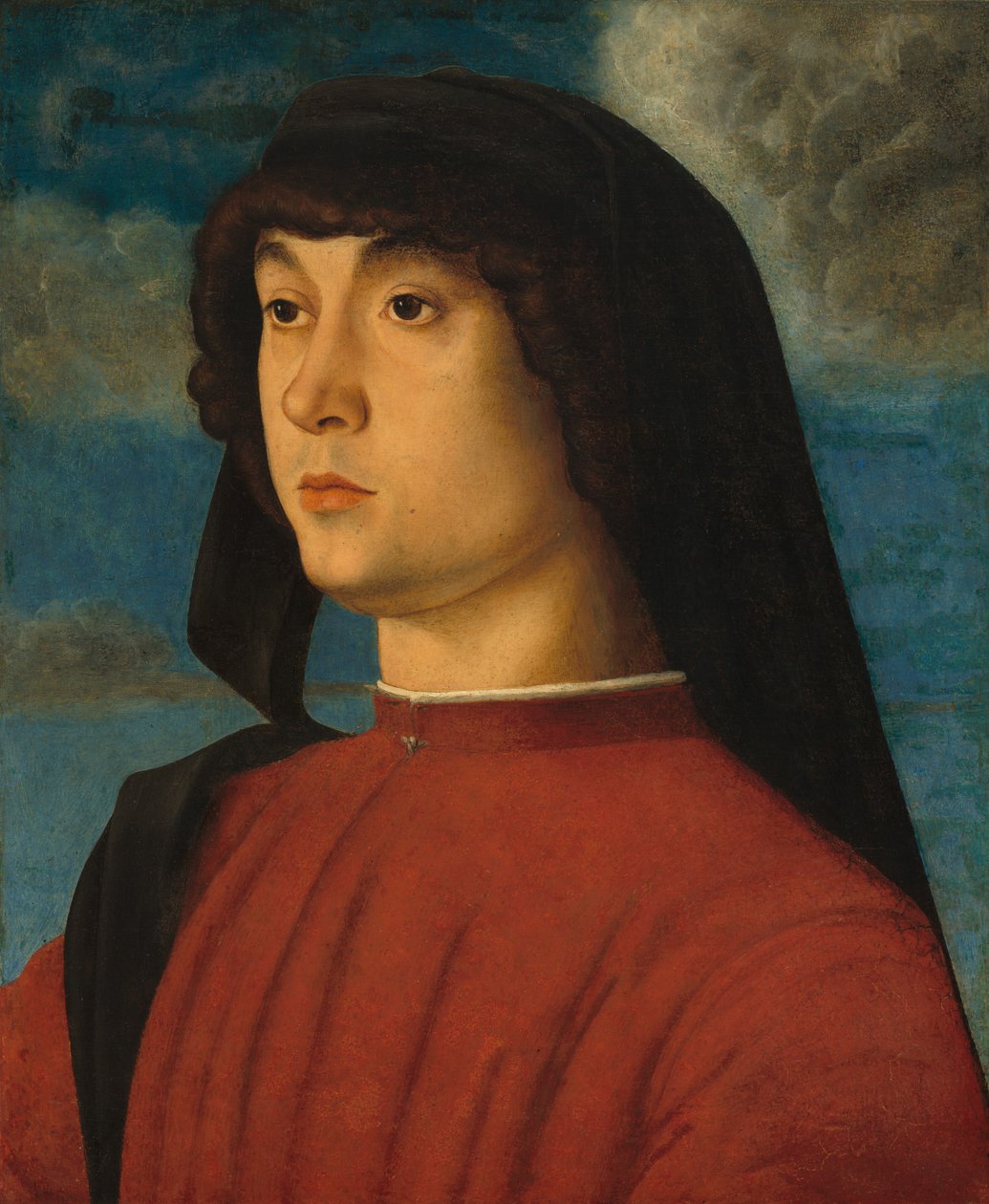 Portret van een jonge man in rood, ca. 1480 (olieverf en tempera op paneel) door Giovanni Bellini