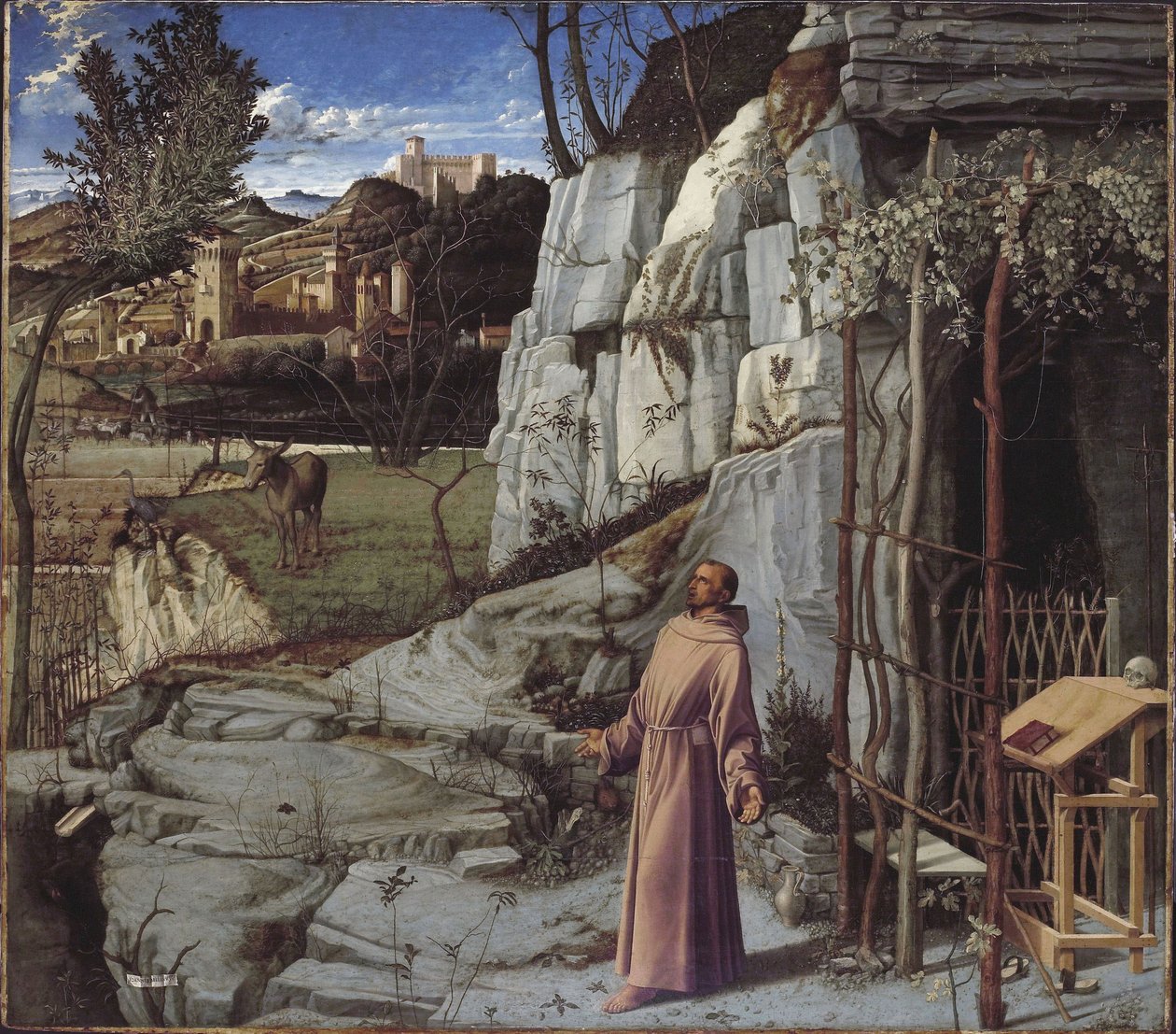 Franciscus in de woestijn door Giovanni Bellini