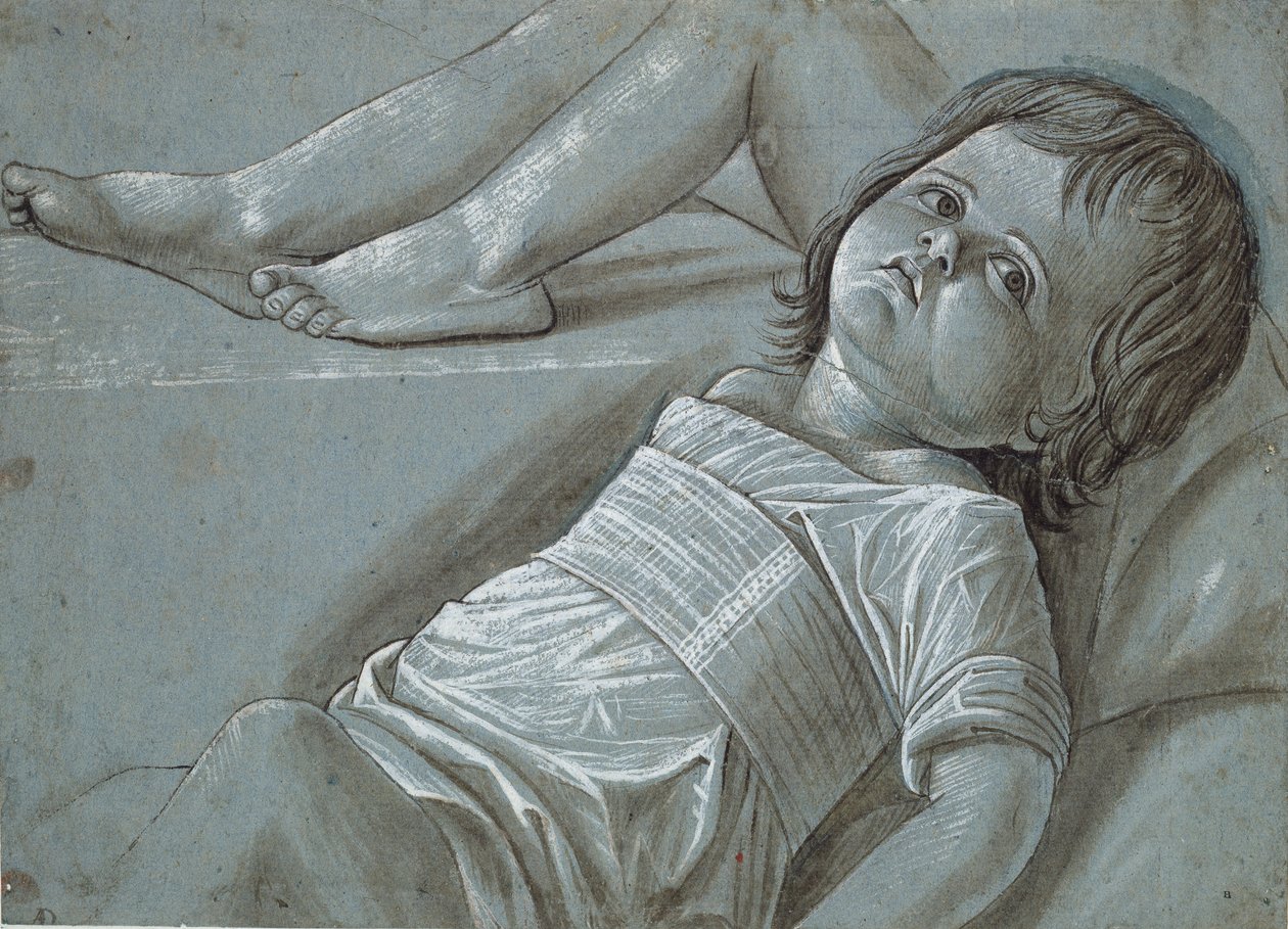 Studie voor een liggende figuur van het kind Christus door Giovanni Bellini