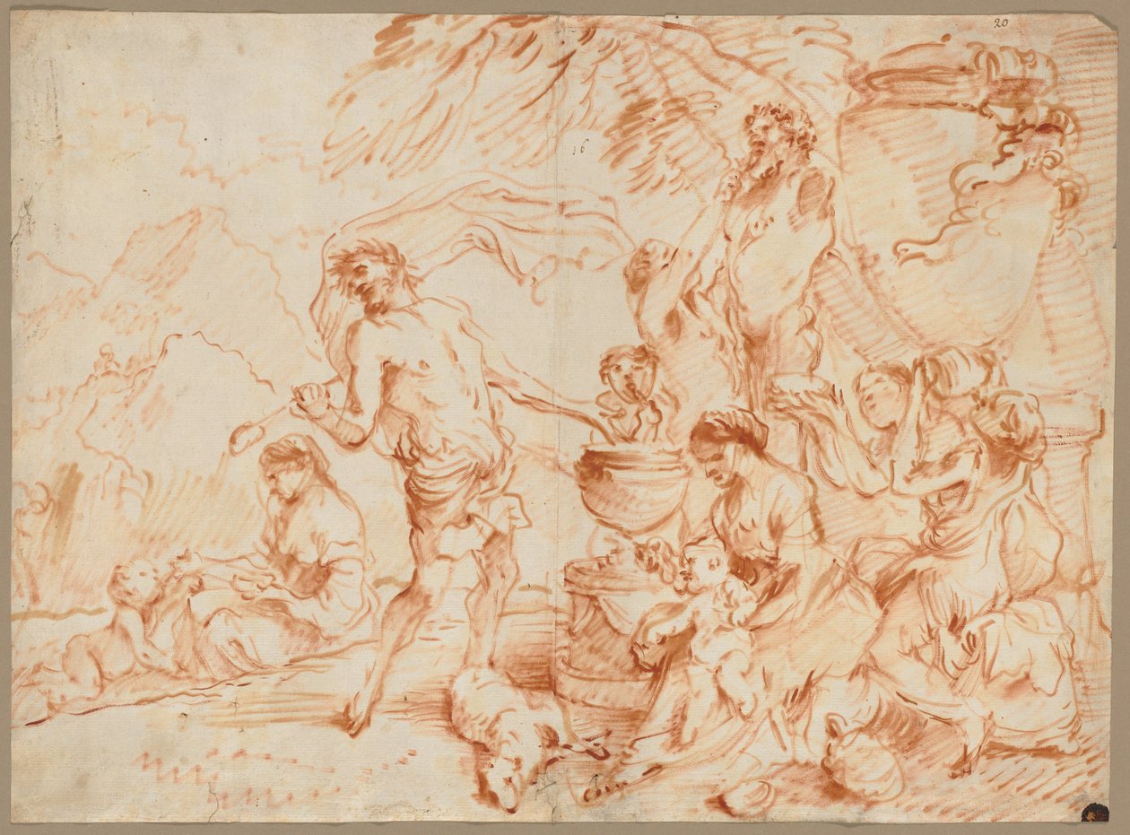 Bacchanaal voor een Herm, vroege jaren 1660 door Giovanni Benedetto (1609 64) Castiglione
