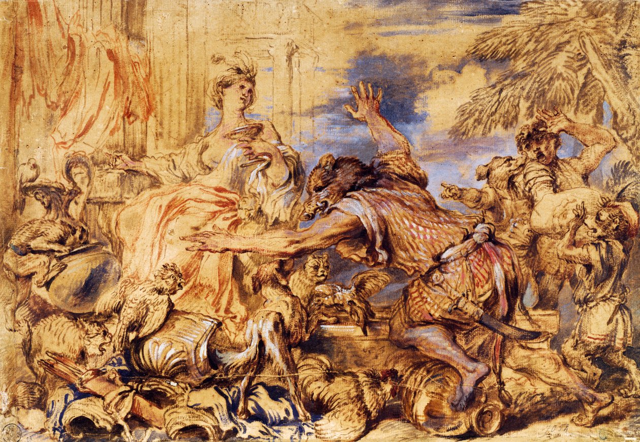 Circe verandert metgezellen van Odysseus in beesten door Giovanni Benedetto Castiglione