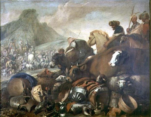 De ontmoeting van Abraham en Melchizedek door Giovanni Benedetto Castiglione