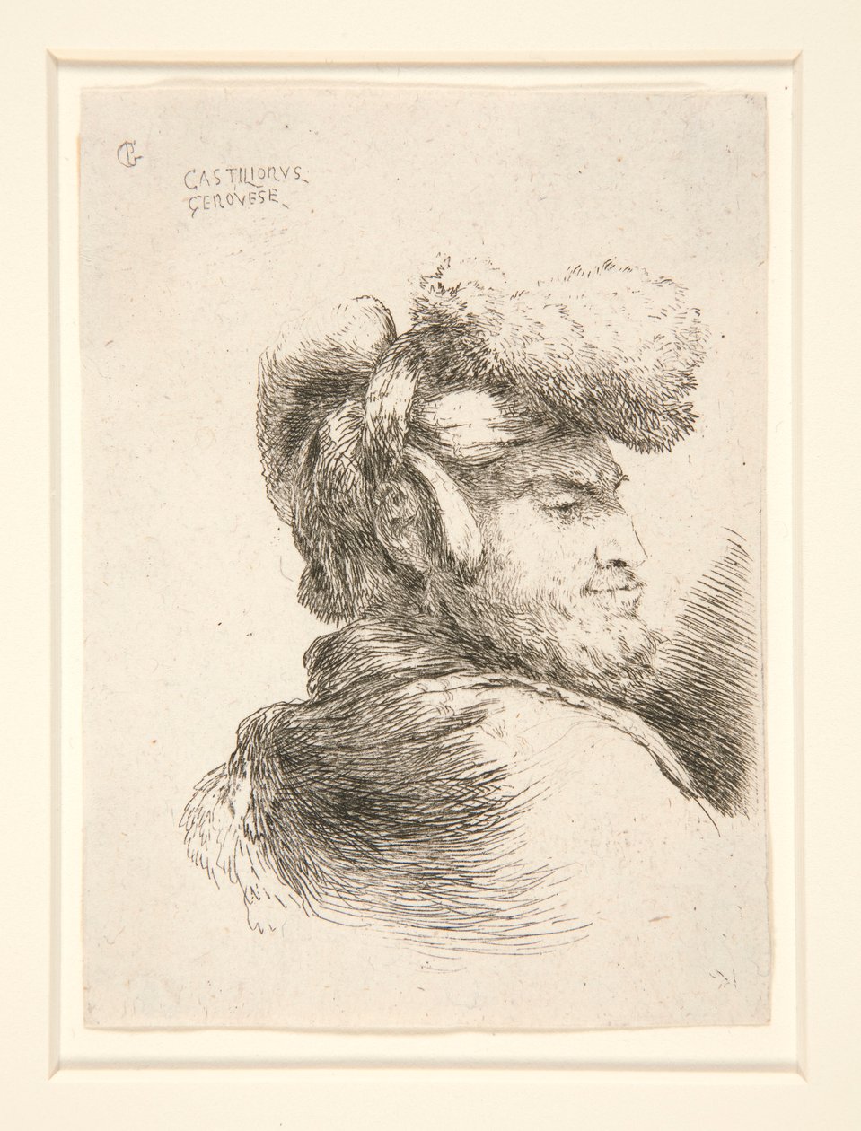 Een Man in Profiel, naar rechts gedraaid, uit de serie Les petites tetes d door Giovanni Benedetto Castiglione
