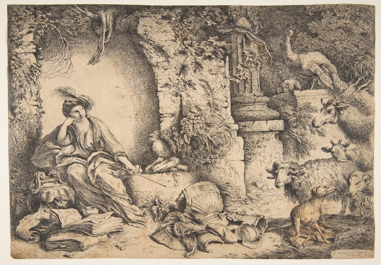 Circe met de metgezellen van Odysseus veranderd in dieren, 1650-51 door Giovanni Benedetto Castiglione