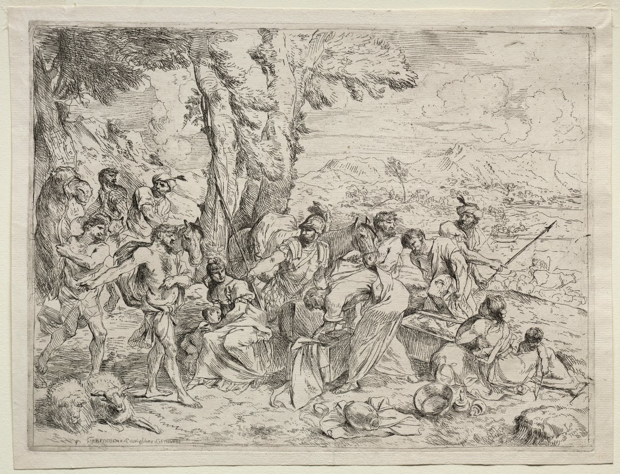 Laban zoekt naar afgoden in Rachels bagage, ca. 1635 door Giovanni Benedetto Castiglione