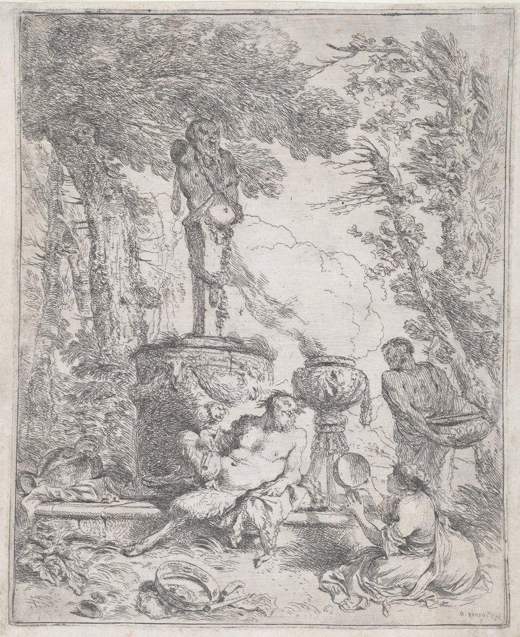 Pan liggend voor een Herm door Giovanni Benedetto Castiglione