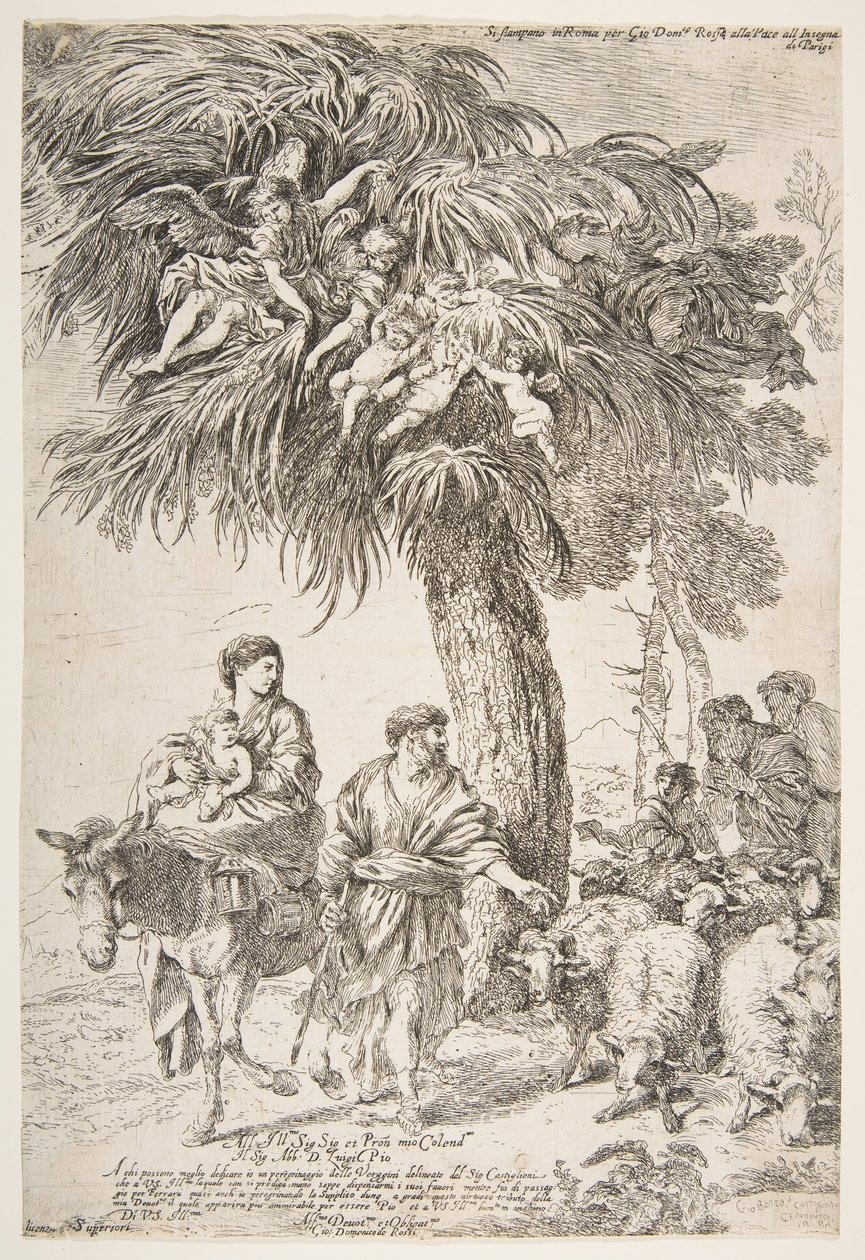 De Heilige Familie op hun vlucht naar Egypte, ca. 1647 door Giovanni Benedetto Castiglione