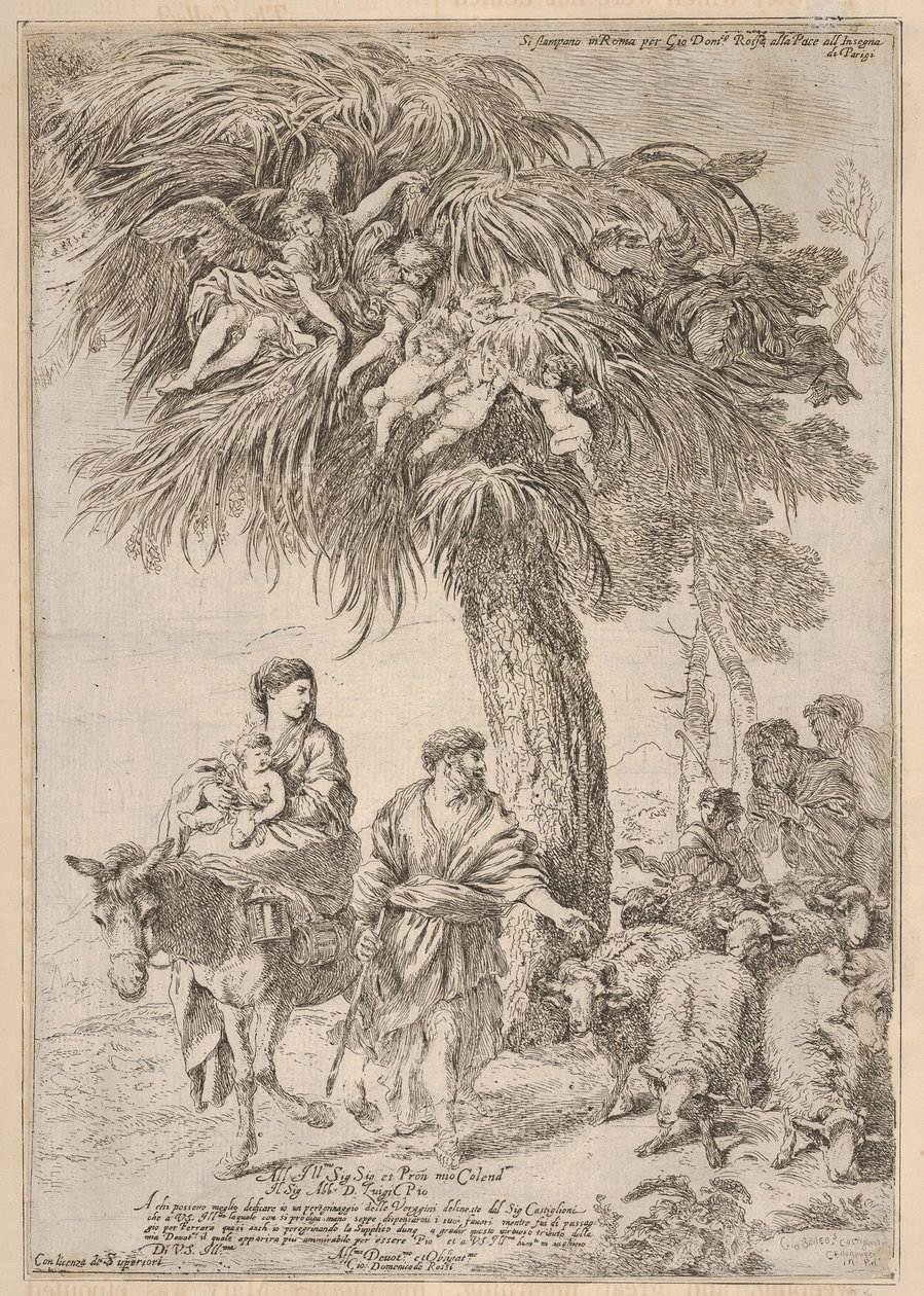 De Heilige Familie op hun vlucht naar Egypte, ca. 1647 door Giovanni Benedetto Castiglione