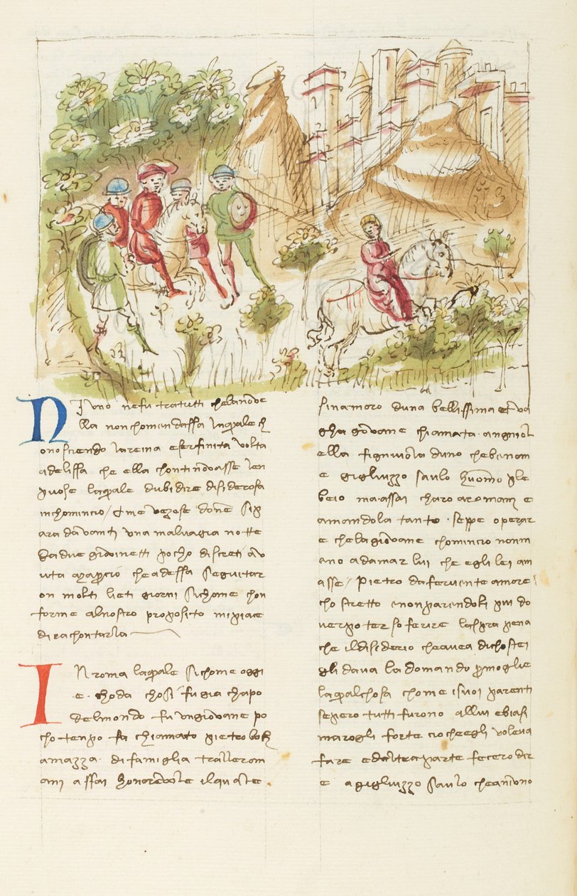 Decameron, Het Romeinse platteland; Agnolella op de vlucht voor de rovers, Vijfde dag, kort verhaal 3. door Giovanni Boccaccio