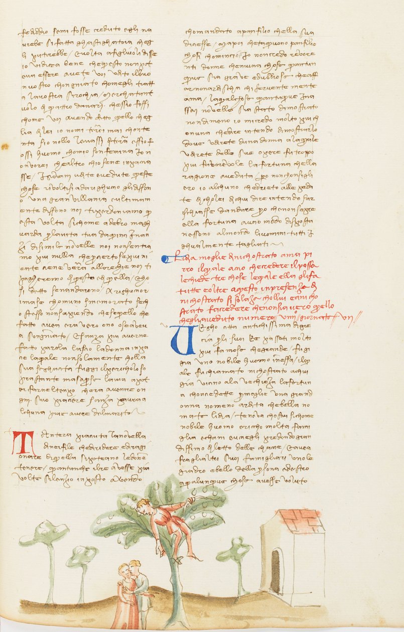 Decameron, Het verzamelen van peren; Nicostratus mishandeld door zijn vrouw, Zevende dag, kort verhaal 9. door Giovanni Boccaccio
