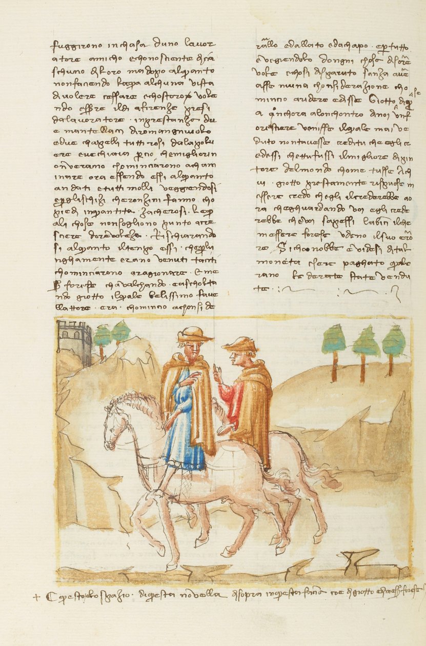 Decameron, De koekenpan spot met de ketel - Forese da Rabatta en Giotto rijden, Zesde dag, kort verhaal 5. door Giovanni Boccaccio
