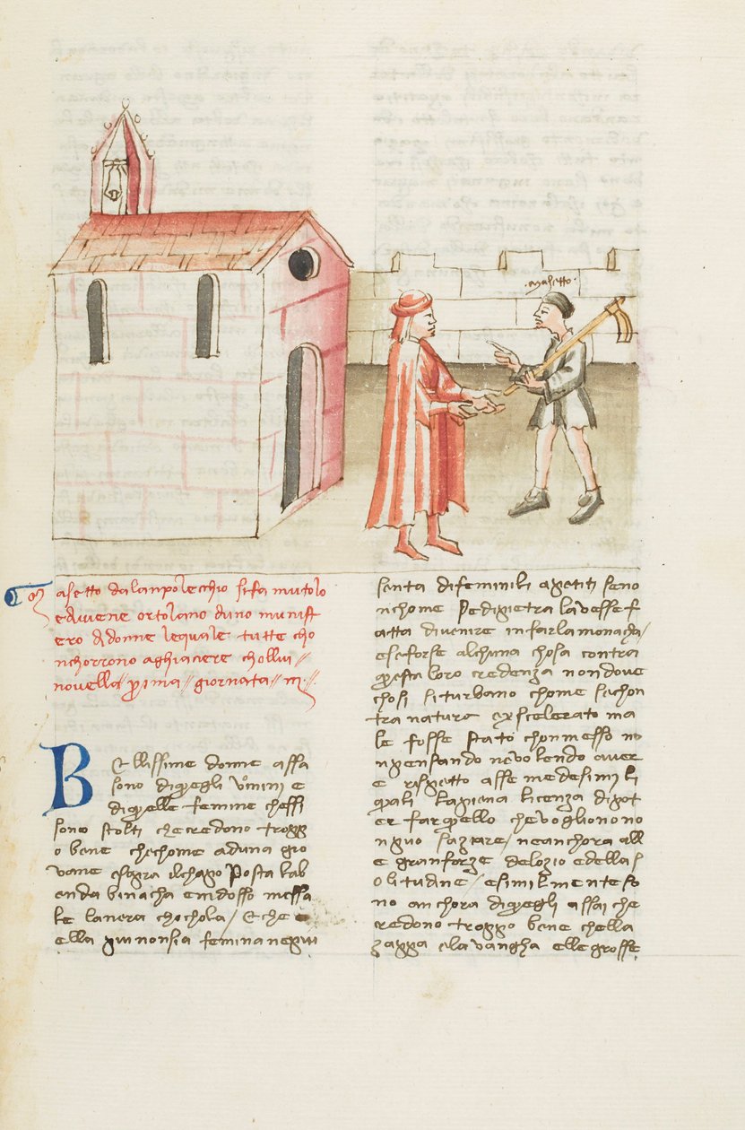Decameron, De stille Seraglio - Masetto da Lamporecchio komt aan bij het klooster, Derde dag, kort verhaal 1. door Giovanni Boccaccio