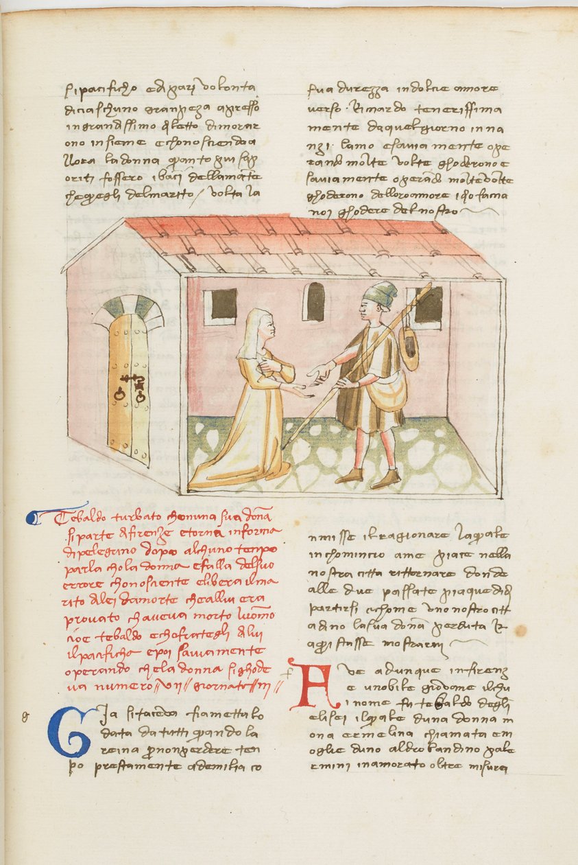 Decameron, De Armeense steward - Tedaldo degli Elisei in vermomming herenigd met Ermellina, Vijfde dag, kort verhaal 7. door Giovanni Boccaccio