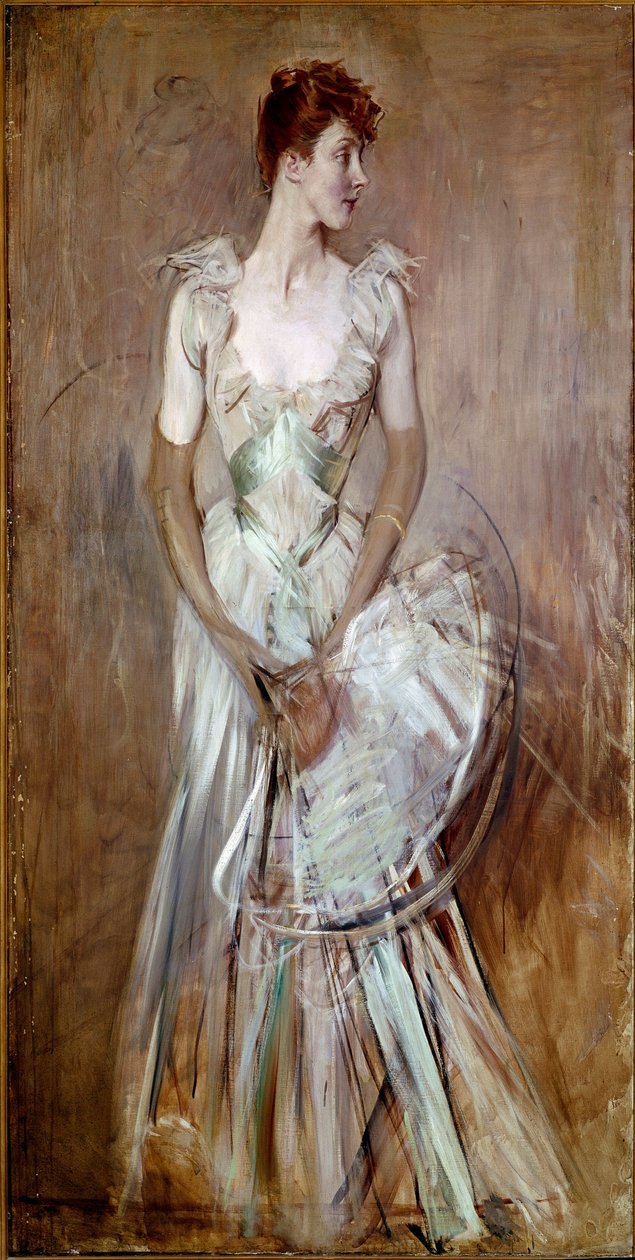 Portret van de Gravin van Leusse, geboren Berthier. door Giovanni Boldini