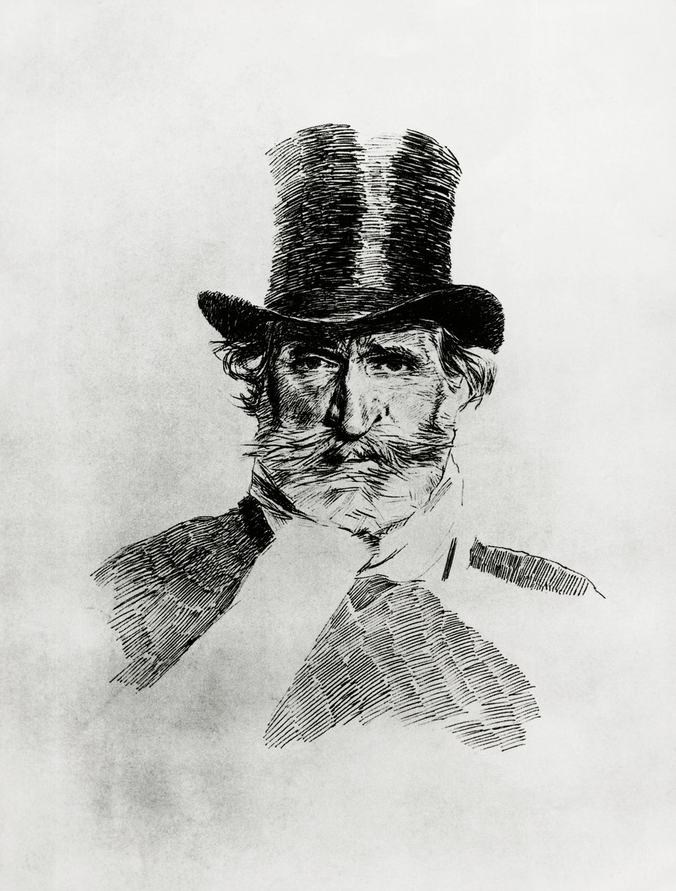 Portret van Giuseppe Verdi (1813-1901), Italiaanse componist, tekening door Giovanni Boldini (1842-1931) door Giovanni Boldini
