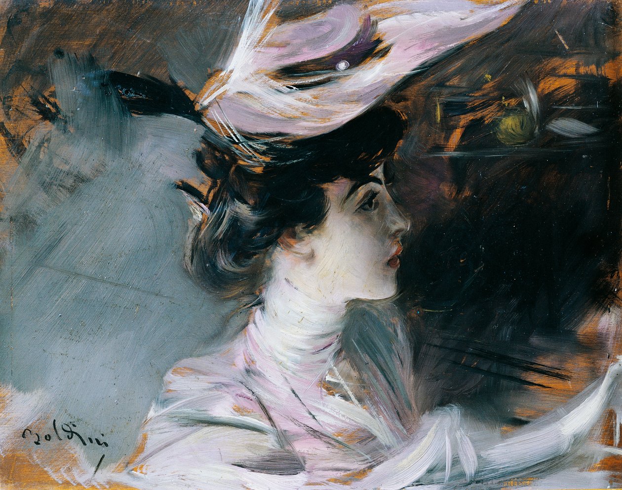 Portret van Lina Cavalieri met nieuwe hoed door Giovanni Boldini