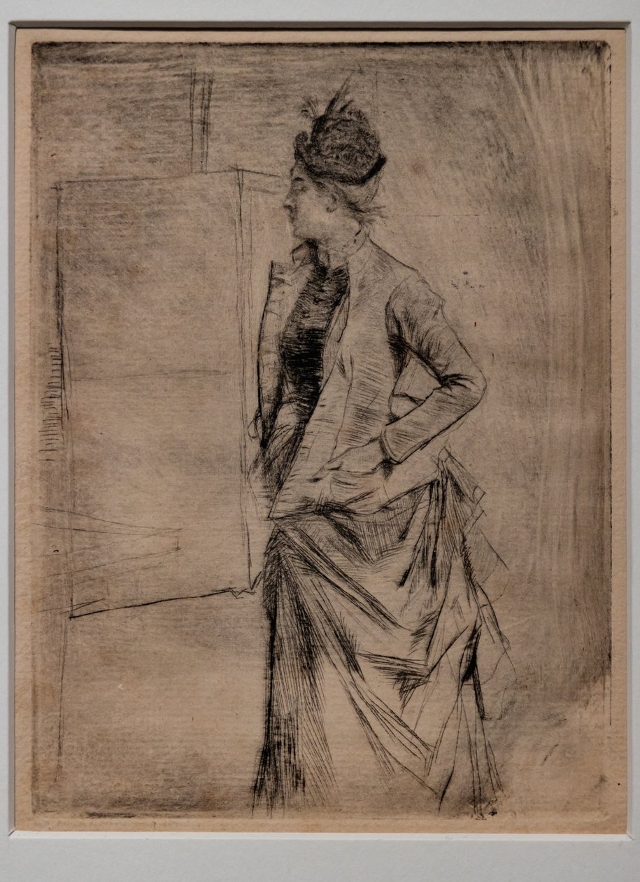 Portret van een Staande Jonge Vrouw in Profiel (Het Bezoek) door Giovanni Boldini