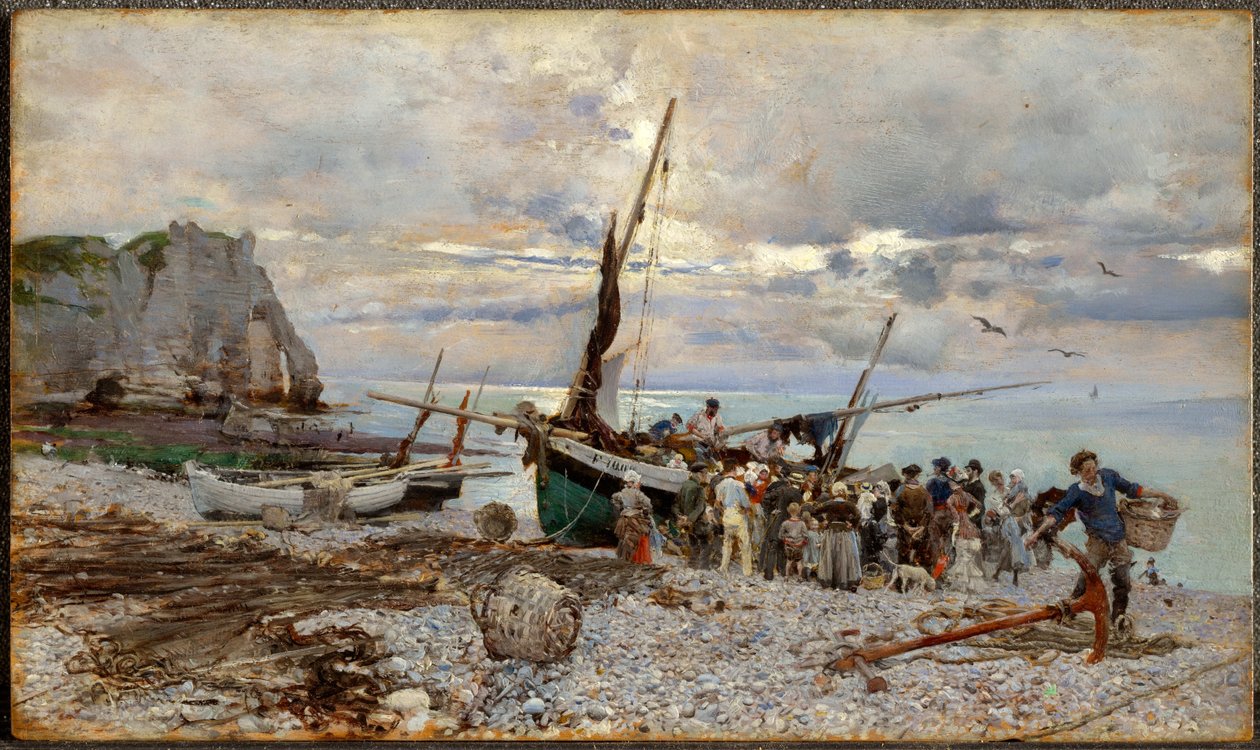 De terugkeer van de vissersboten, Étretat door Giovanni Boldini