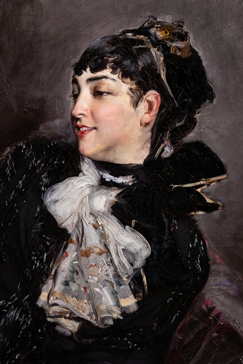 De gravin van Rasty op de sofa (detail) door Giovanni Boldini