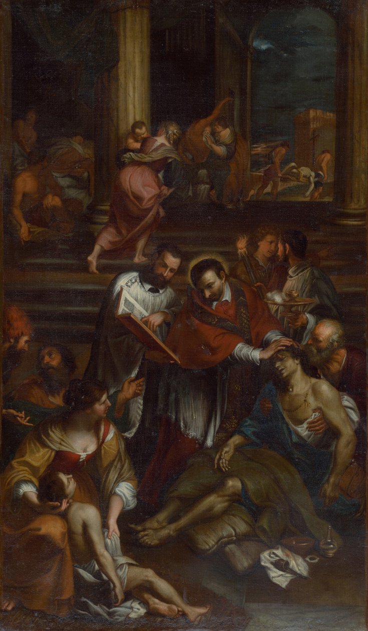Sint Carolus Borromeus onder pestslachtoffers, tweede helft van de 17e eeuw door Giovanni Bonatti