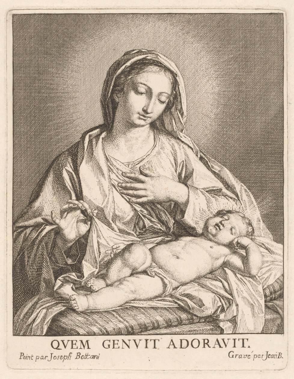 De Maagd en het slapende kind door Giovanni Bottani, after Giuseppe Bottani