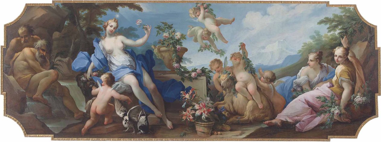 Aurora en Diana, of een allegorie op de lente door Giovanni Camillo Sagrestani
