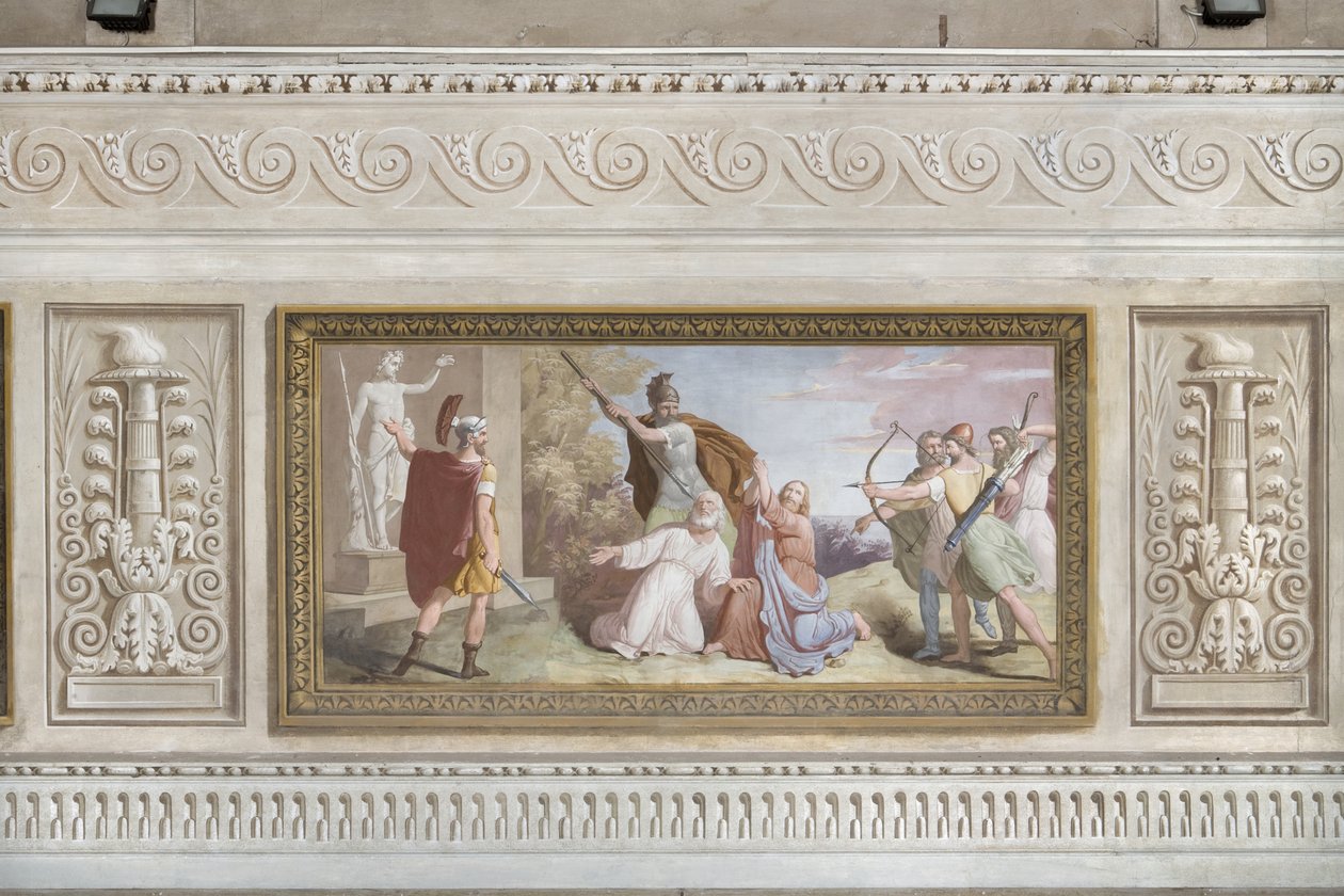 Het martelaarschap van Sint Simon en Sint Judas Thaddeüs, uit Verhalen van Christus door Giovanni Chiarini