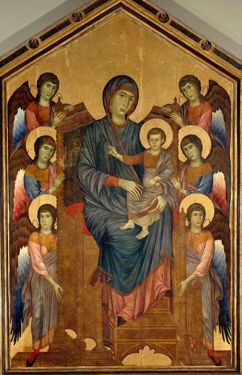 De Maagd en het Kind in Majesteit omringd door zes engelen door Giovanni Cimabue