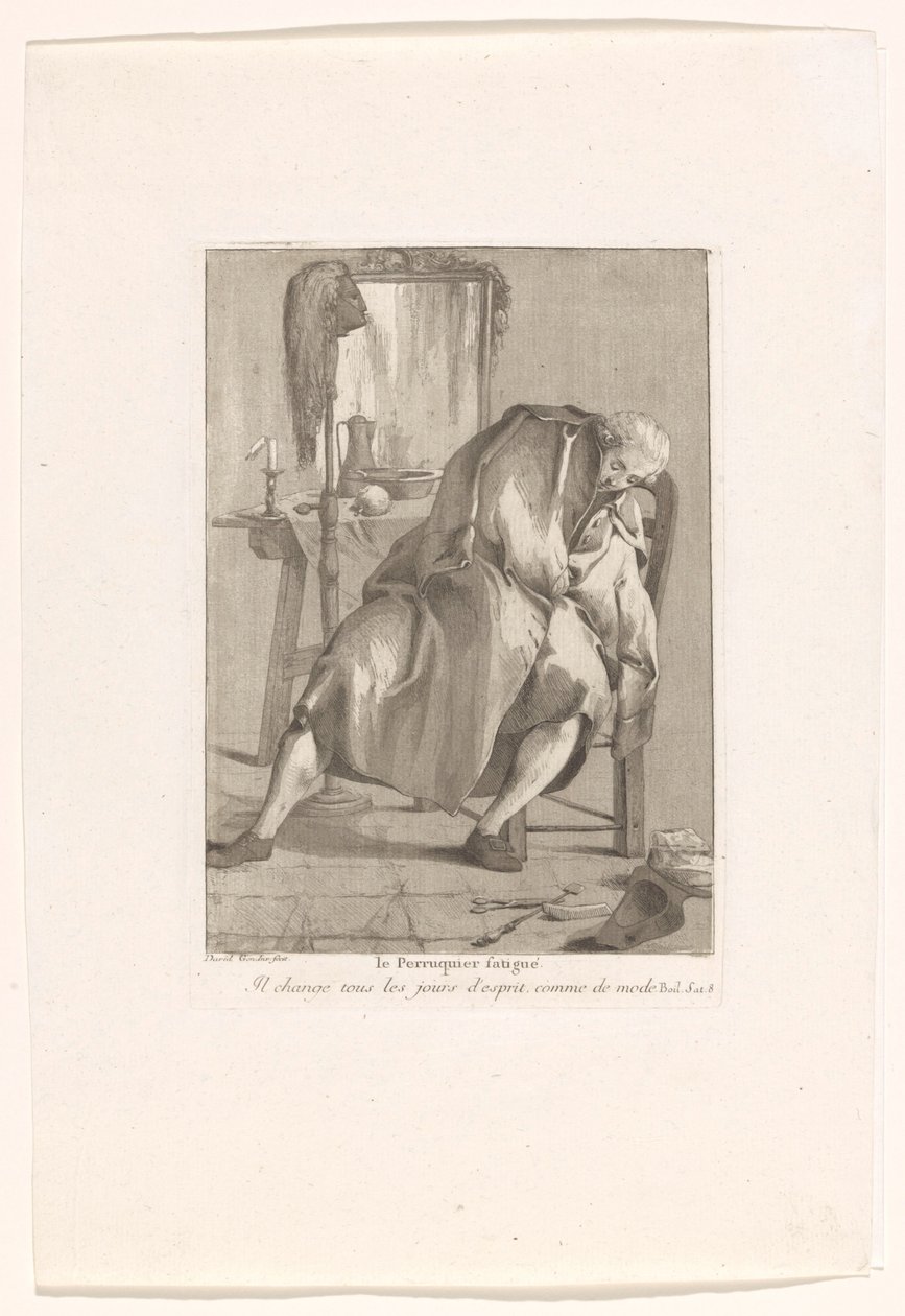 De vermoeide pruikenmaker (Divers Portraits) door Giovanni David
