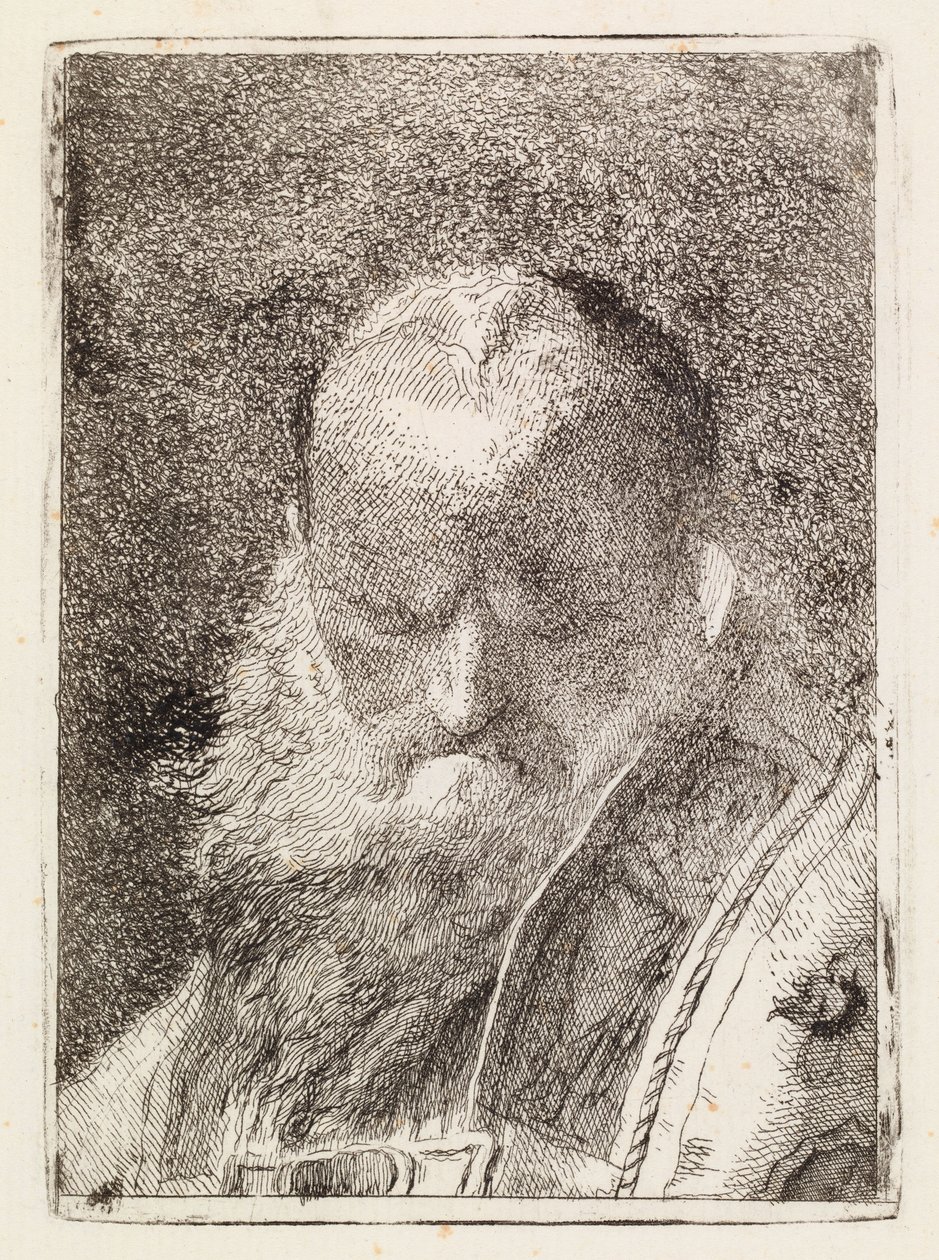 Een bisschop (hoofd van een oude man) door Giovanni Domenico Tiepolo