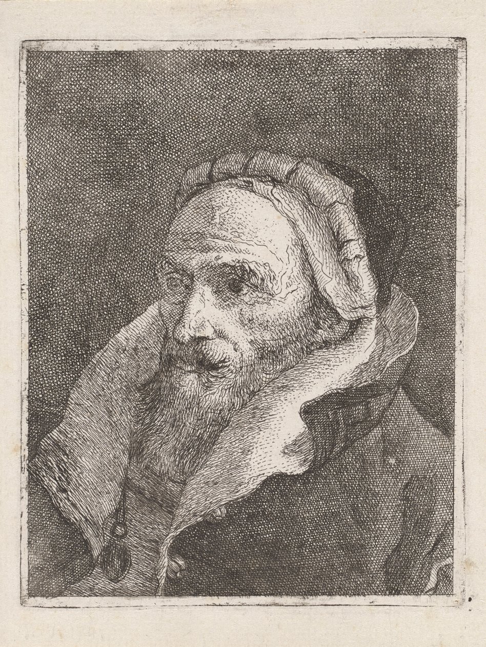Baardige oude man met een pet, uit de Raccolta di Teste (Collectie van Hoofden) door Giovanni Domenico Tiepolo