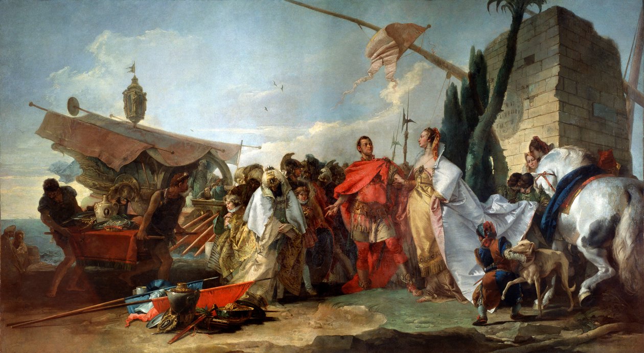 Caesar ontmoet Cleopatra, 1747 door Giovanni Domenico Tiepolo