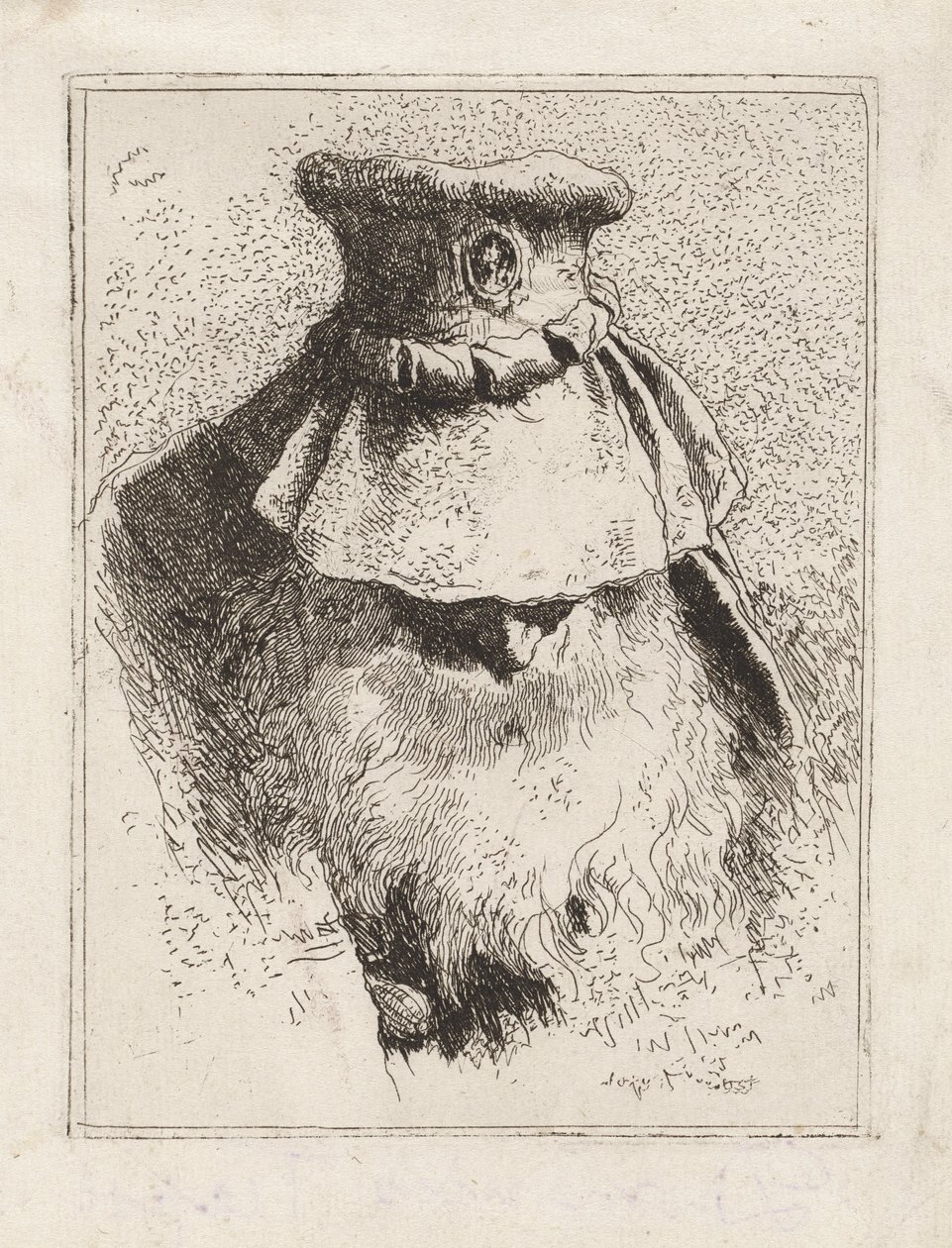 Oude man met een grote hoed, uit de Raccolta di Teste (Collectie van hoofden) door Giovanni Domenico Tiepolo