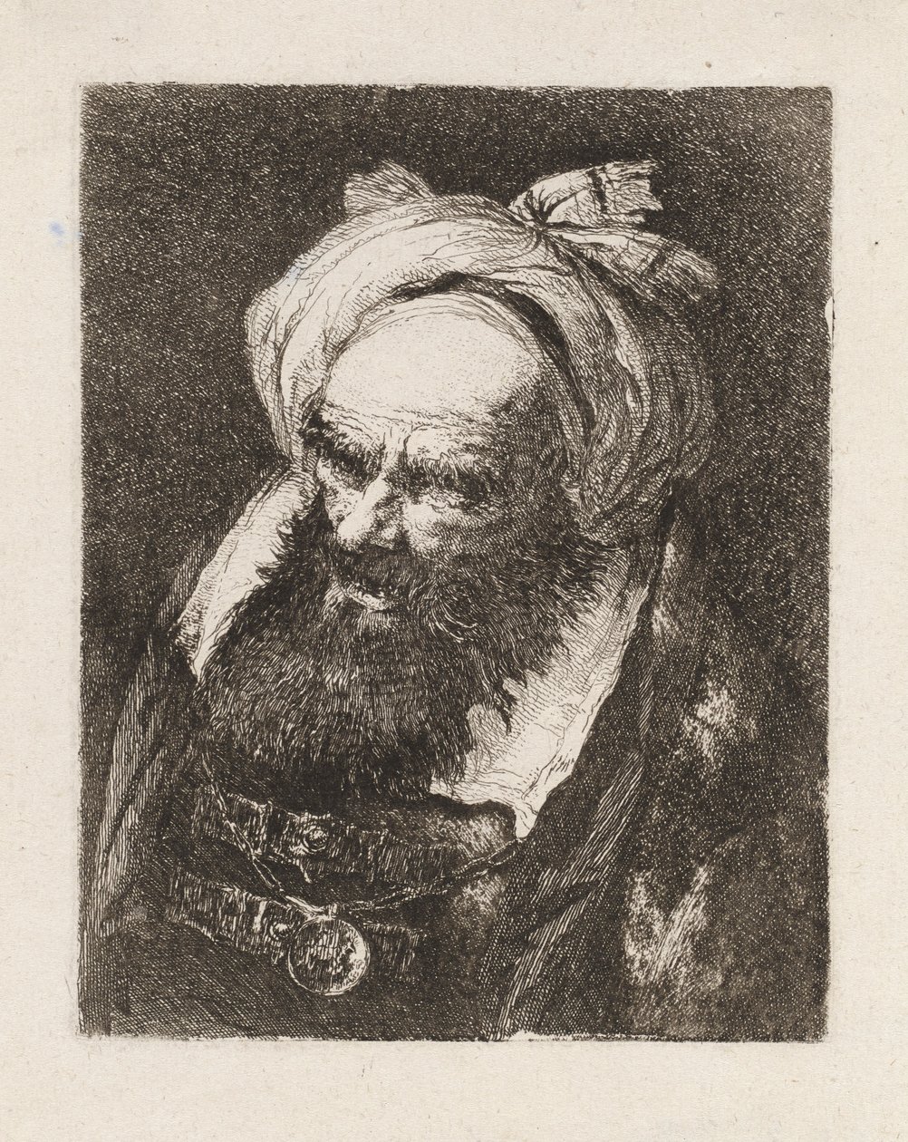 Oude Man met een Tulband, uit de Raccolta di Teste door Giovanni Domenico Tiepolo