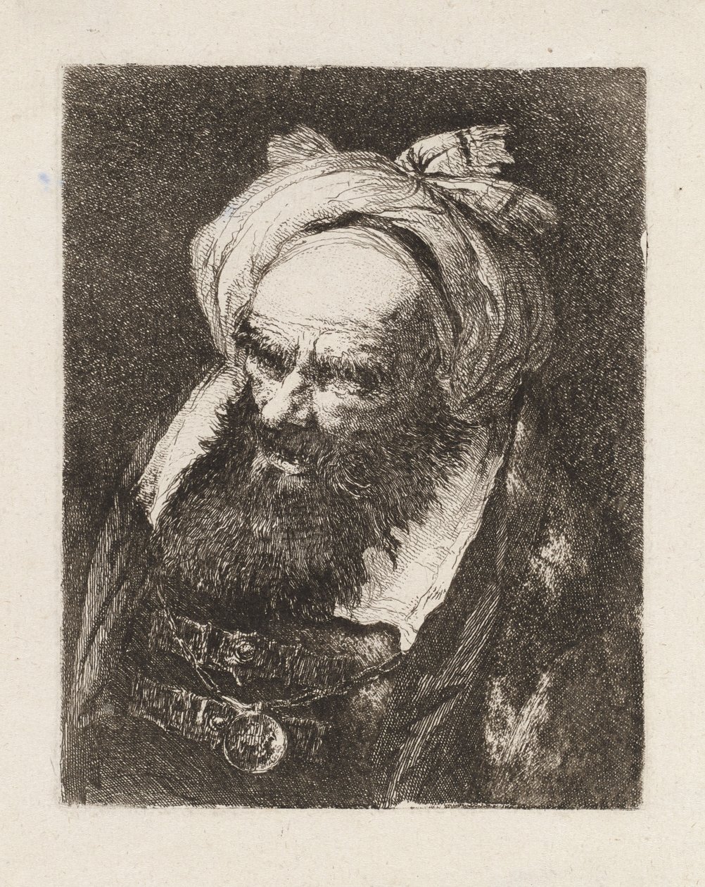 Oudere man met een tulband, uit de Raccolta di Teste (Verzameling van hoofden) door Giovanni Domenico Tiepolo