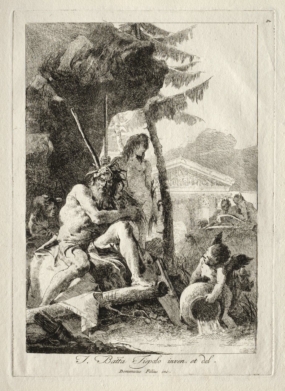 Figures Fluviales door Giovanni Domenico Tiepolo