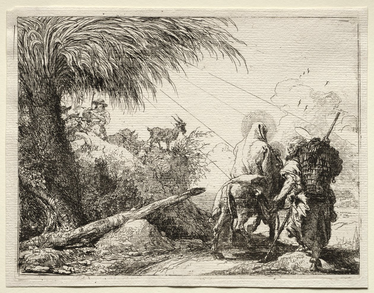 Vlucht naar Egypte: De Heilige Familie en de Palmboom door Giovanni Domenico Tiepolo